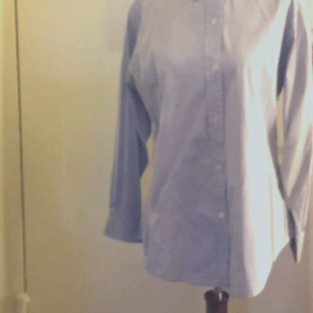Vintage Women's Nordstrom Blue Button-Down Shirt